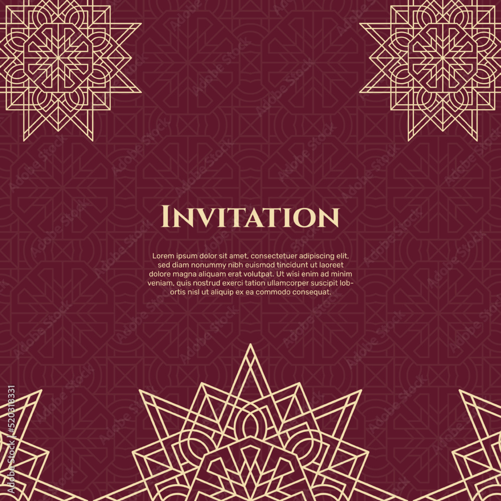 Fototapeta premium Wedding invitation and announcement card with ornament in arabian style. - Vector.