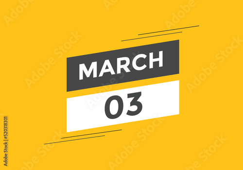 march 3 calendar reminder. 3rd march daily calendar icon template. Vector illustration 