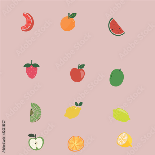 Fototapeta Naklejka Na Ścianę i Meble -  create fruit icons illustration 