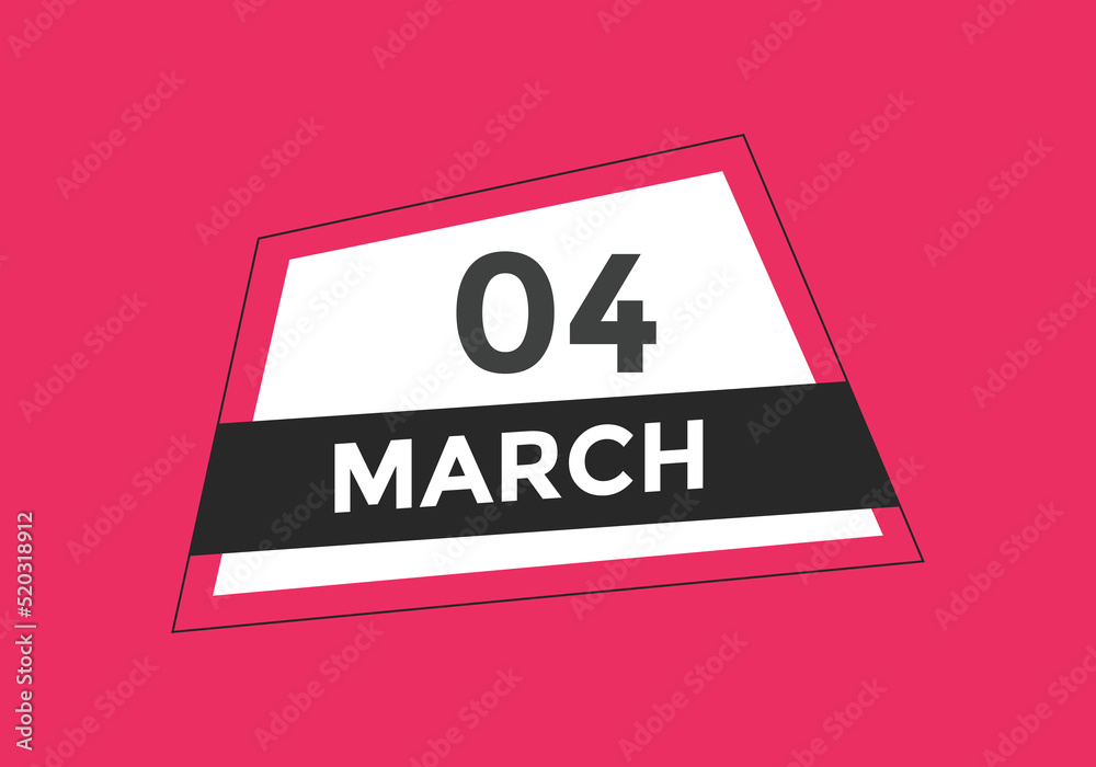 march 4 Calendar icon Design. Calendar Date 4th March. Calendar template 
