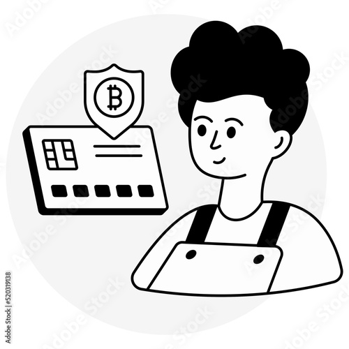 Creative design icon of bitcoin card security