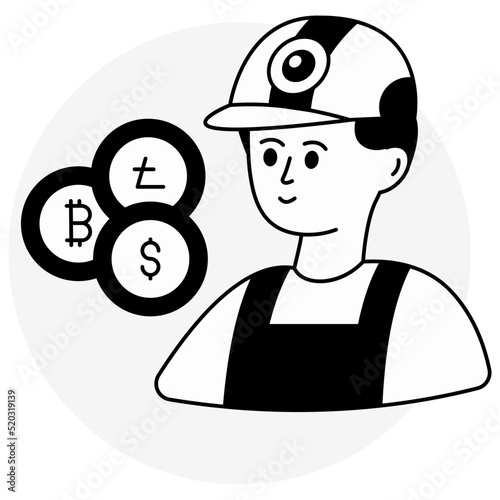 An icon design of digital currencies