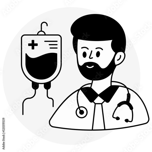 Glyph line design icon of blood donation
