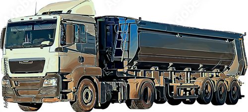 Color vector image of a heavy truck for transporting various goods