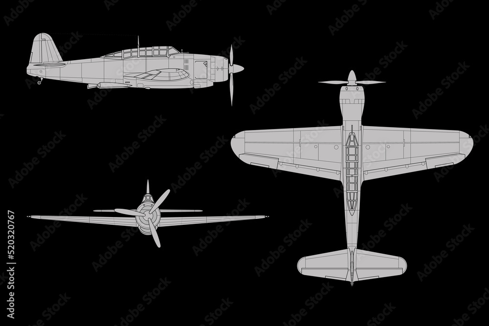 Avión de combate de bombardeo en picado Stock Illustration Adobe Stock