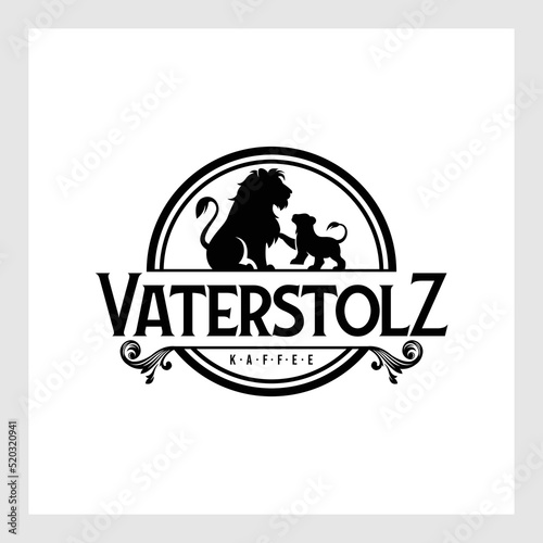 lion and cub logo design vector
