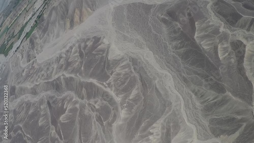 Aerial drone shot of Naska desert, Naska lines.,. High quality 4k footage