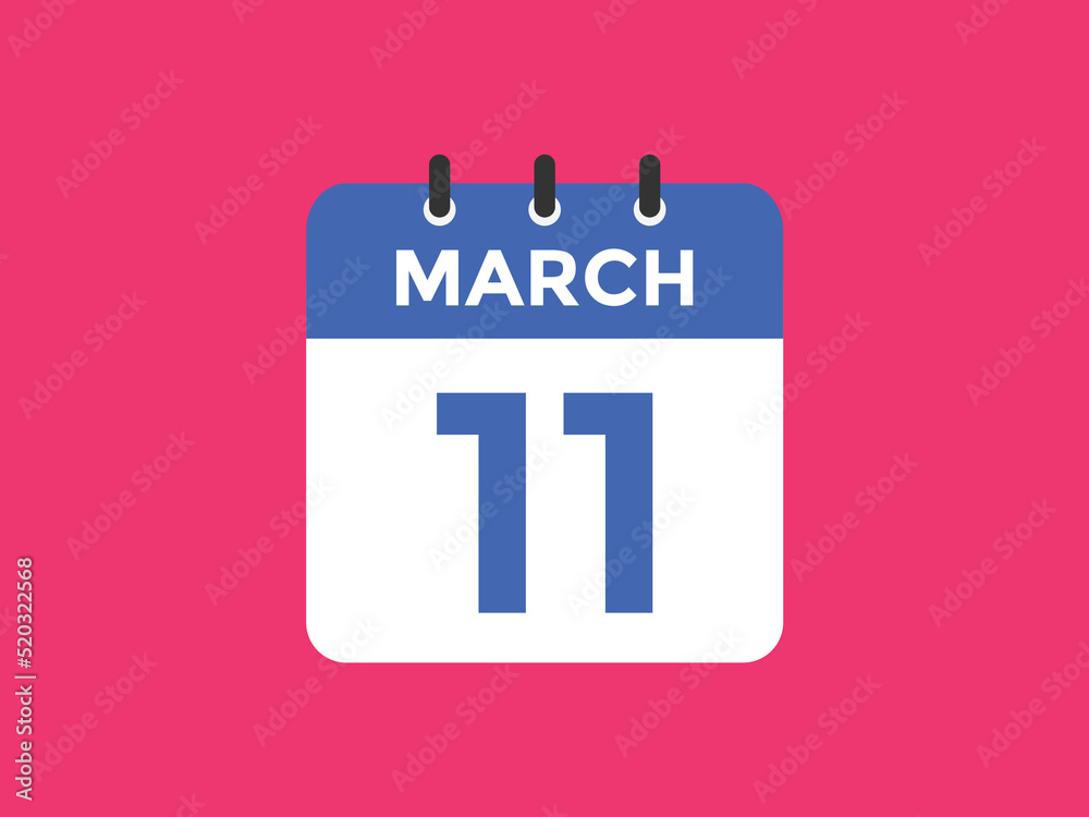 march 11 calendar reminder. 11th march daily calendar icon template. Vector illustration 
