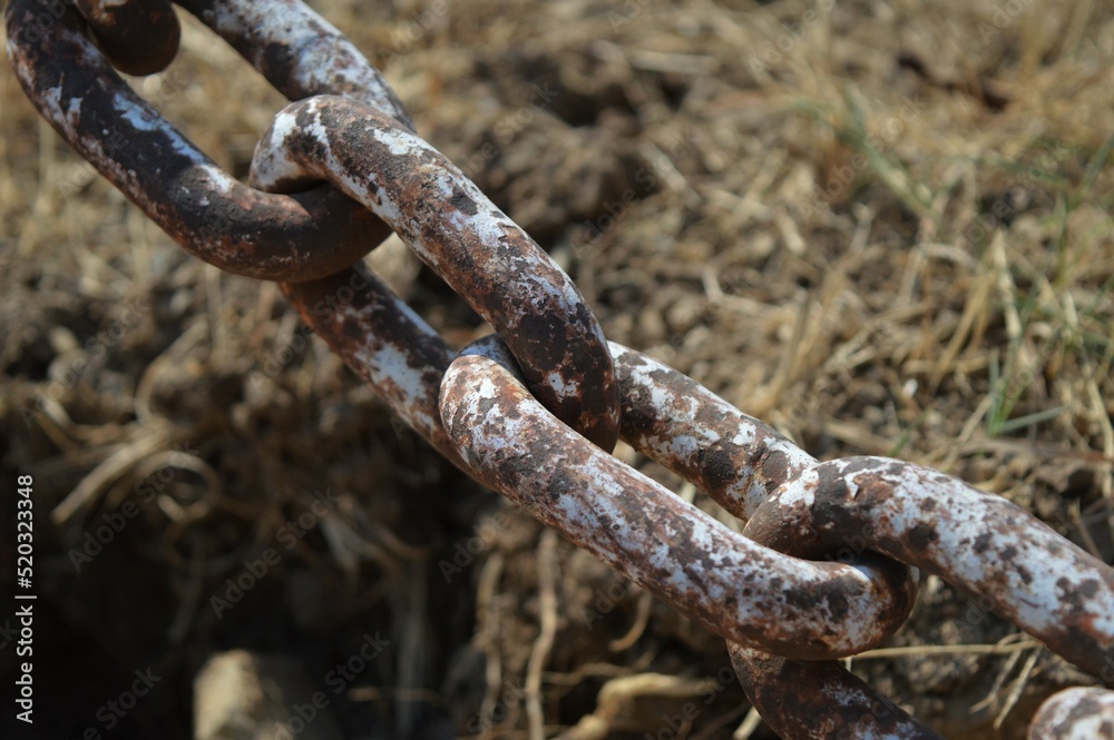 Very heavy and strong chain with rusty links