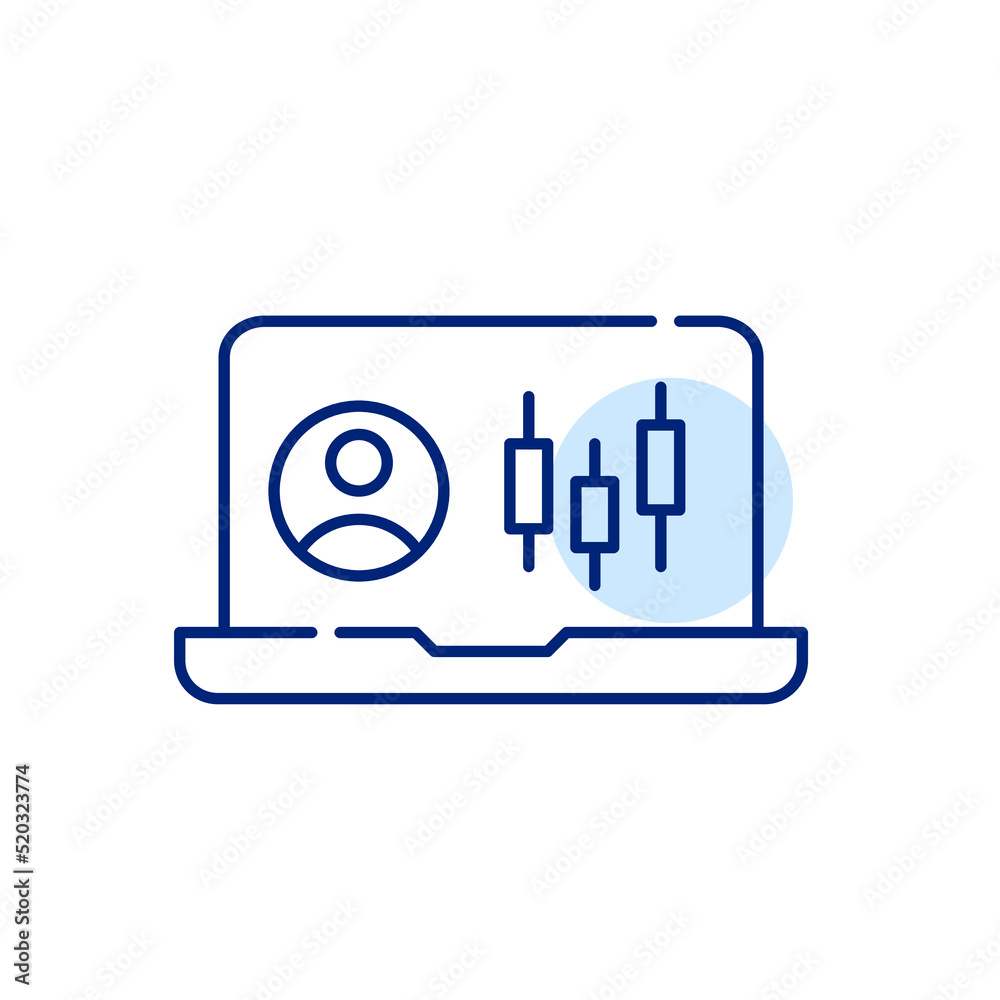 Online stock trading personal account. Pixel perfect, editable stroke line art icon Online stock trading personal account. Pixel perfect, editable stroke line art icon