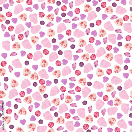 Watercolor pattern of pink and purple spots