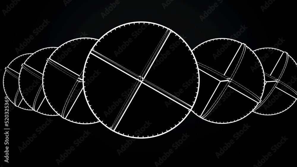 Animation of intersecting white circles. Abstract animation of rotating  complex geometric shapes on a black background Stock Illustration | Adobe  Stock