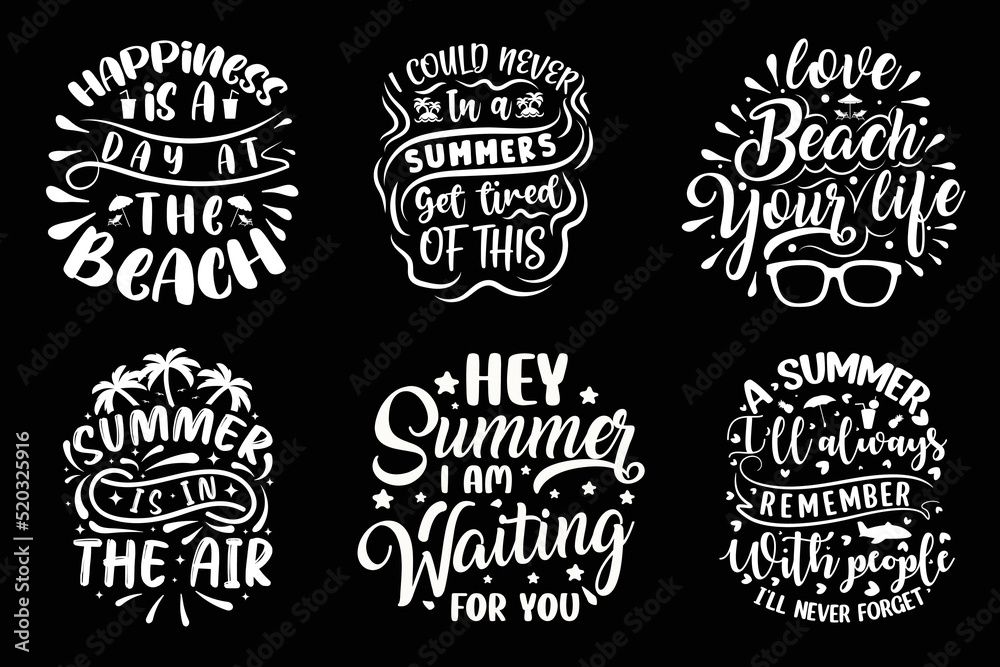 Summer typography t-shirt design SVG bundle Summer typography t-shirt design SVG bundle