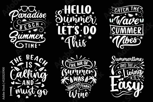 Summer typography t-shirt design SVG bundle