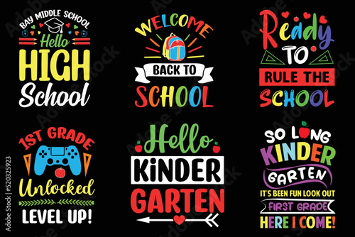 Back to school colorful typography t shirt design