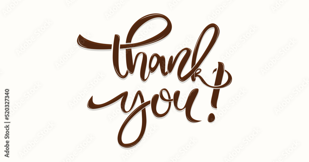 Thank you text lettering in brown color on the white background is suitable for the banner, covers, and posters. Thank you card. Vector illustration. Thank you text lettering in brown color on the white background is suitable for the banner, covers, and posters. Thank you card. Vector illustration.