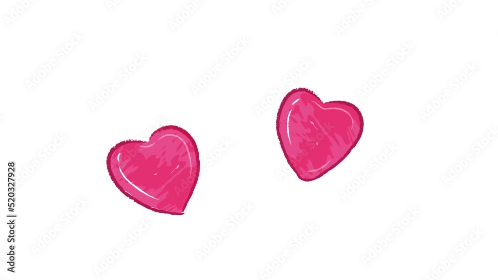 Two pink beating hearts white background in cartoon footage video Two pink beating hearts white background in cartoon footage video