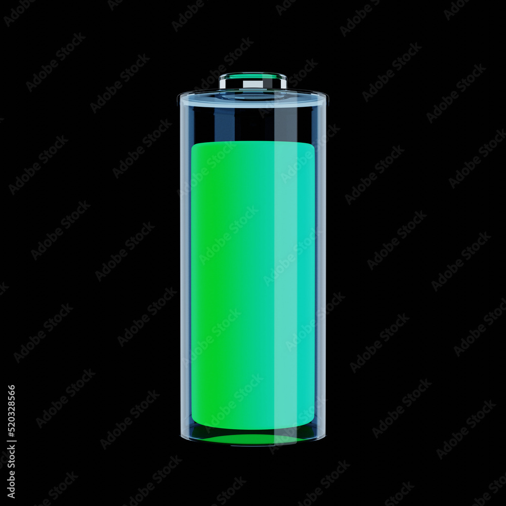 3D Render of the charged battery cell icon. 3D Render of the charged battery cell icon.