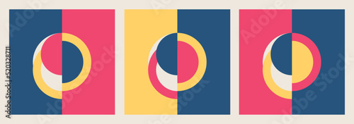 Set of colorful bauhaus design art prints with abstract background