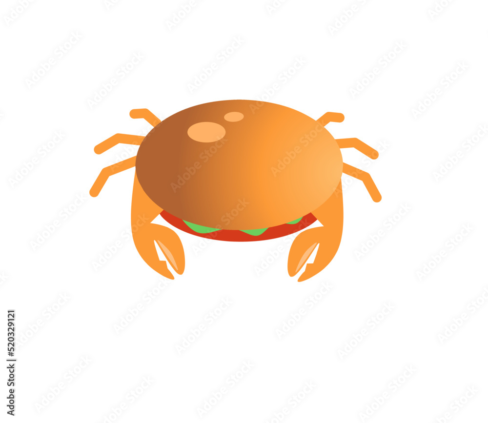 Fototapeta premium Cute delicious crab burger illustration, perfect for a seafood burger restaurant.