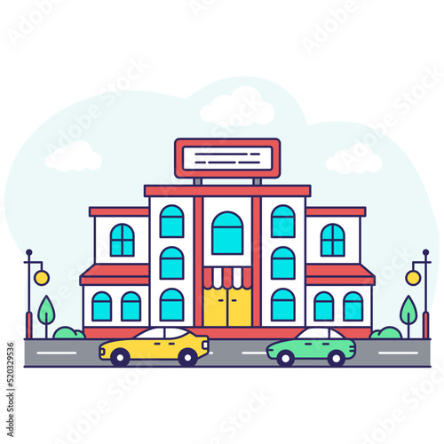 A beautiful building of hotel illustration