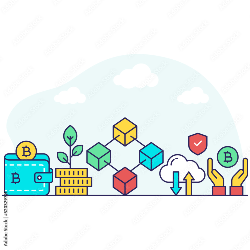 A premium download illustration of blockchain