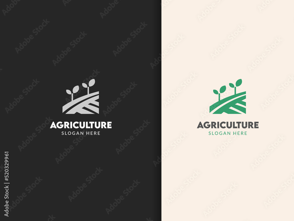 Agriculture logo design, field and plant concept Agriculture logo design, field and plant concept