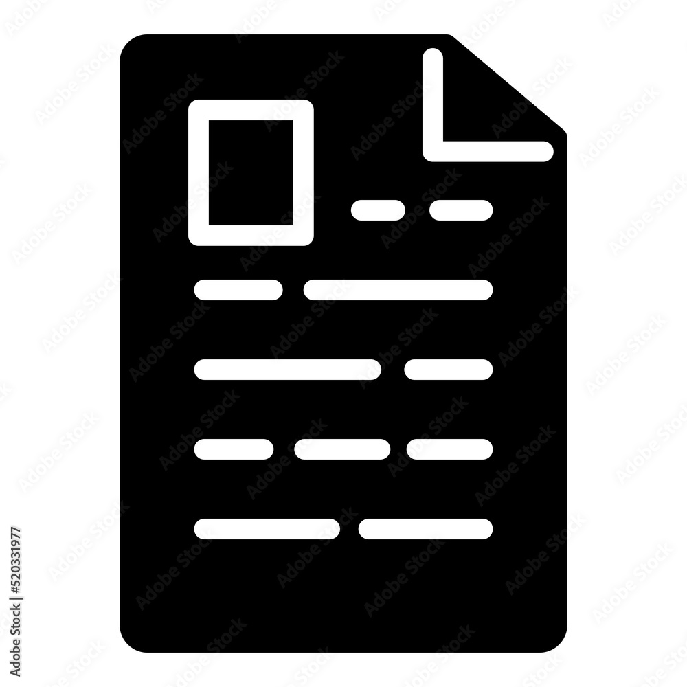 Document Glyph Flat Icon Isolated On White Background Document Glyph Flat Icon Isolated On White Background