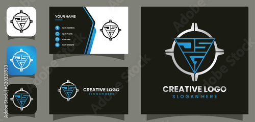 grapic illustration of initial JSG sports center, target shooting logo good design for sports gun company