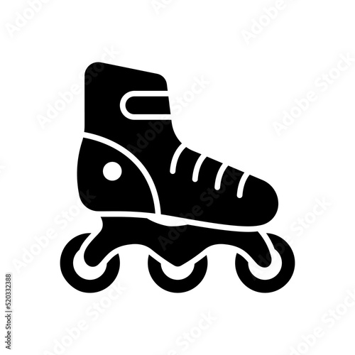 Wallpaper Mural Roller Skate Black Silhouette Icon. Skating Leisure in Roll Wheel Shoe Equipment Glyph Pictogram. Summer Fitness Skating Exercise Flat Symbol. Child Hobby Rollerskate. Isolated Vector Illustration Torontodigital.ca