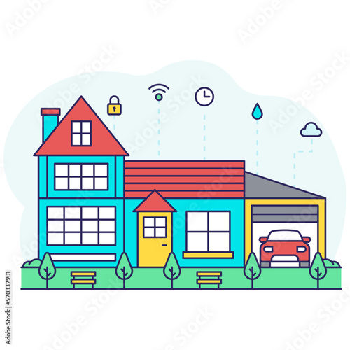 A colored design illustration of shanty 