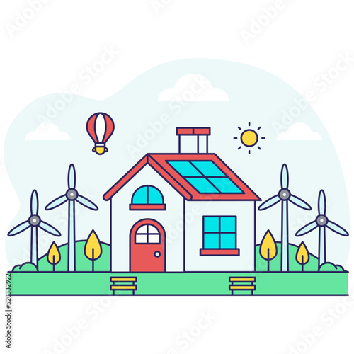 A colored design illustration of house 