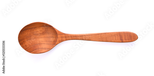 Spoon. wooden spoon on white background. Top view photo