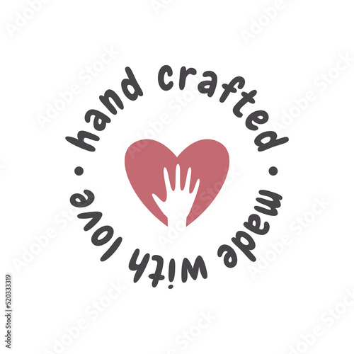 Handmade with love and heart vector label. Hand made seal stamp.