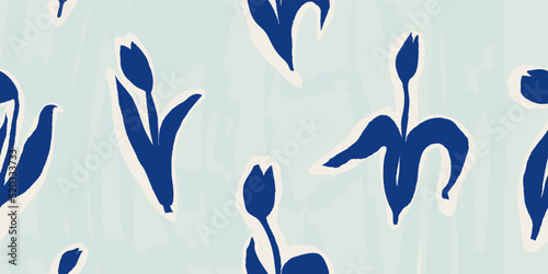 Hand drawn minimal artistic abstract floral print. Creative collage pattern. Fashionable template for design.