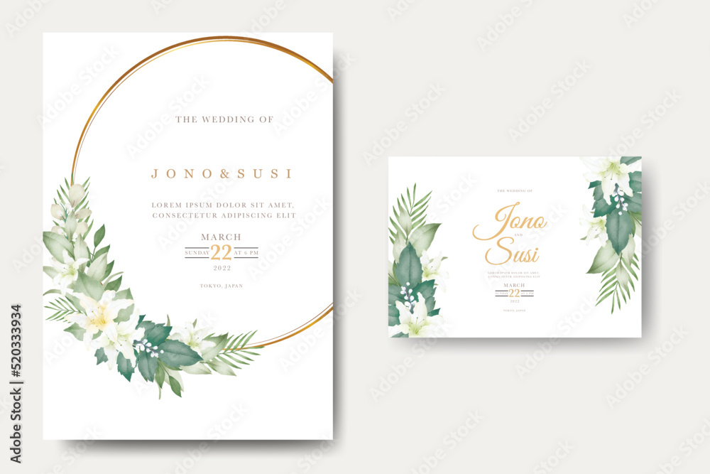 Beautiful Floral Lily wedding Invitation card 