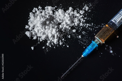 Concept drug addiction. Drugs on a black background.