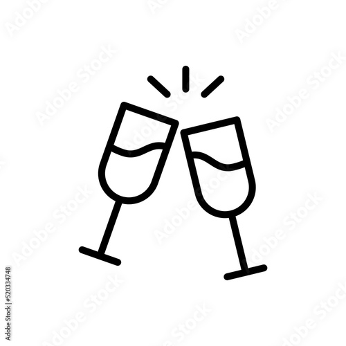 Toasting glasses simple icon vector. Flat design