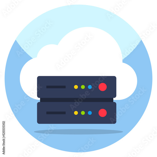 Dataserver rack with cloud denoting concept of cloud server