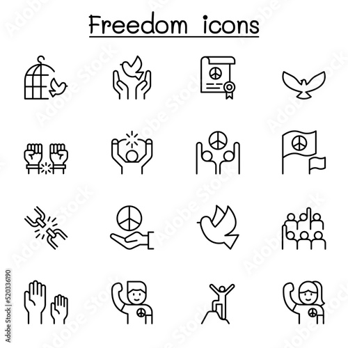 Freedom icon set in thin line stlye