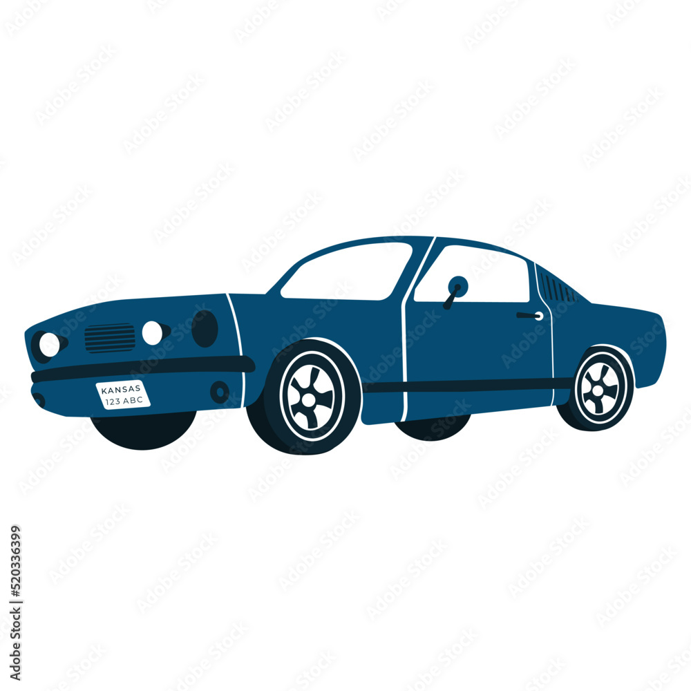 Blue retro car in vector