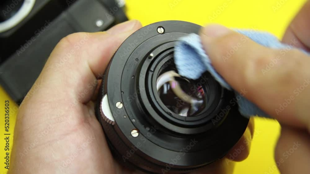 Cleaning of photographic equipment. Camera and lens maintenance. Cleaning from dust and dirt on the matrix and lens. Checking the performance of video camera control systems. Air purge.