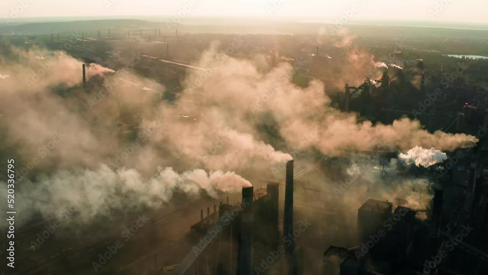 Industry energy ecology power factory smoke sunset dawn toxic nature