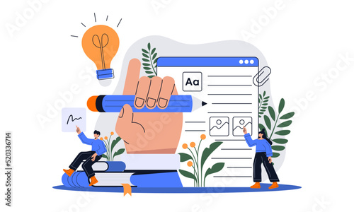 Professional Writer, bloggers, journalists, screenwriter, copywriter, author concept illustration set. Creative people writing texts. Vector illustration