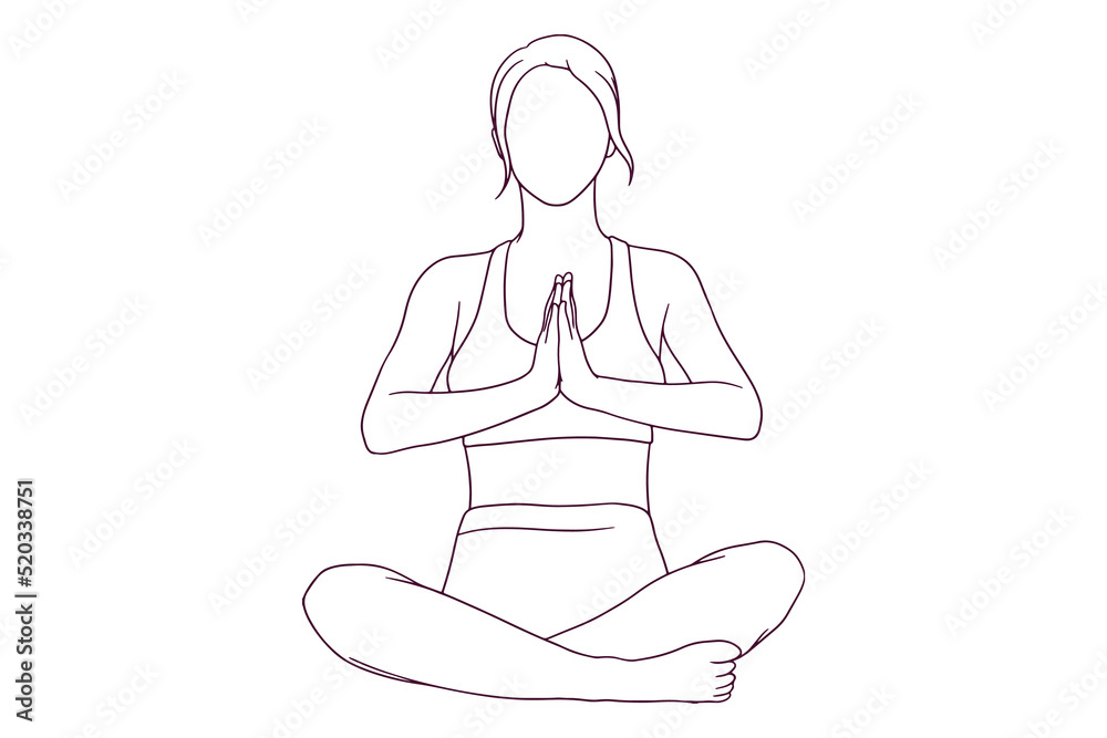 woman in fitness suit doing yoga pose hand drawn style vector illustration woman in fitness suit doing yoga pose hand drawn style vector illustration