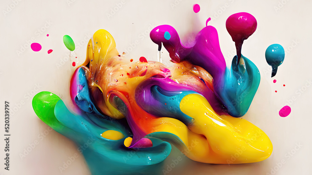 Colorful paint splashes as abstract creativity background - obrazy, fototapety, plakaty 