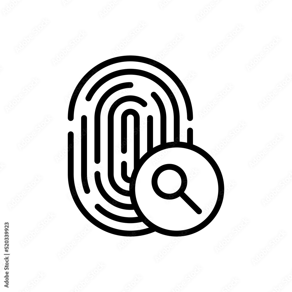 Fingerprint with magnifier, search simple icon vector. Flat design