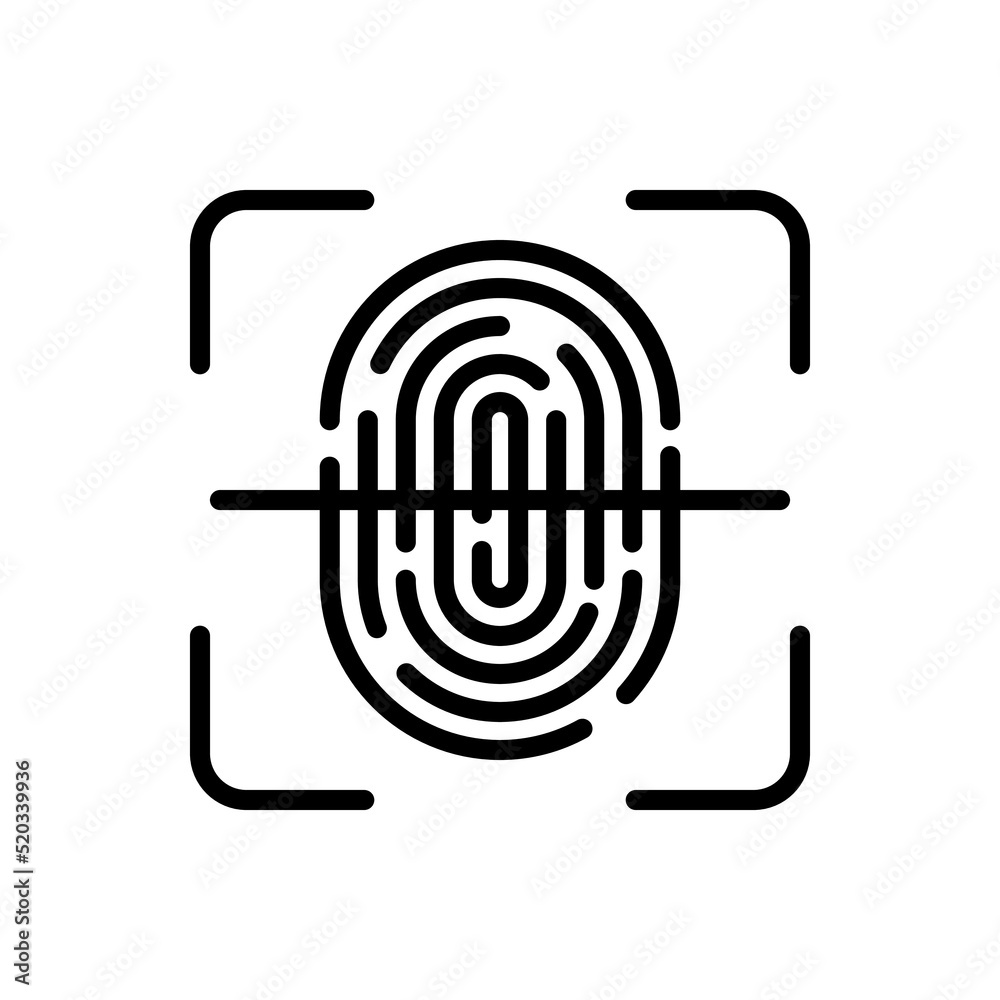 Fingerprint with scan simple icon vector. Flat design Fingerprint with scan simple icon vector. Flat design