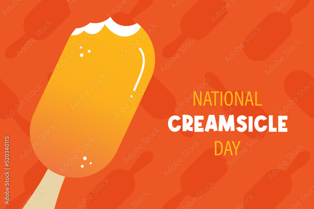 National Creamsicle Day greeting card, vector illustration with cute
