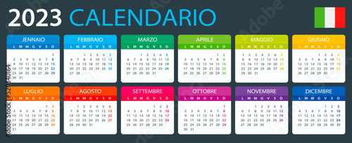 Vector template of color 2023 calendar - Italian version